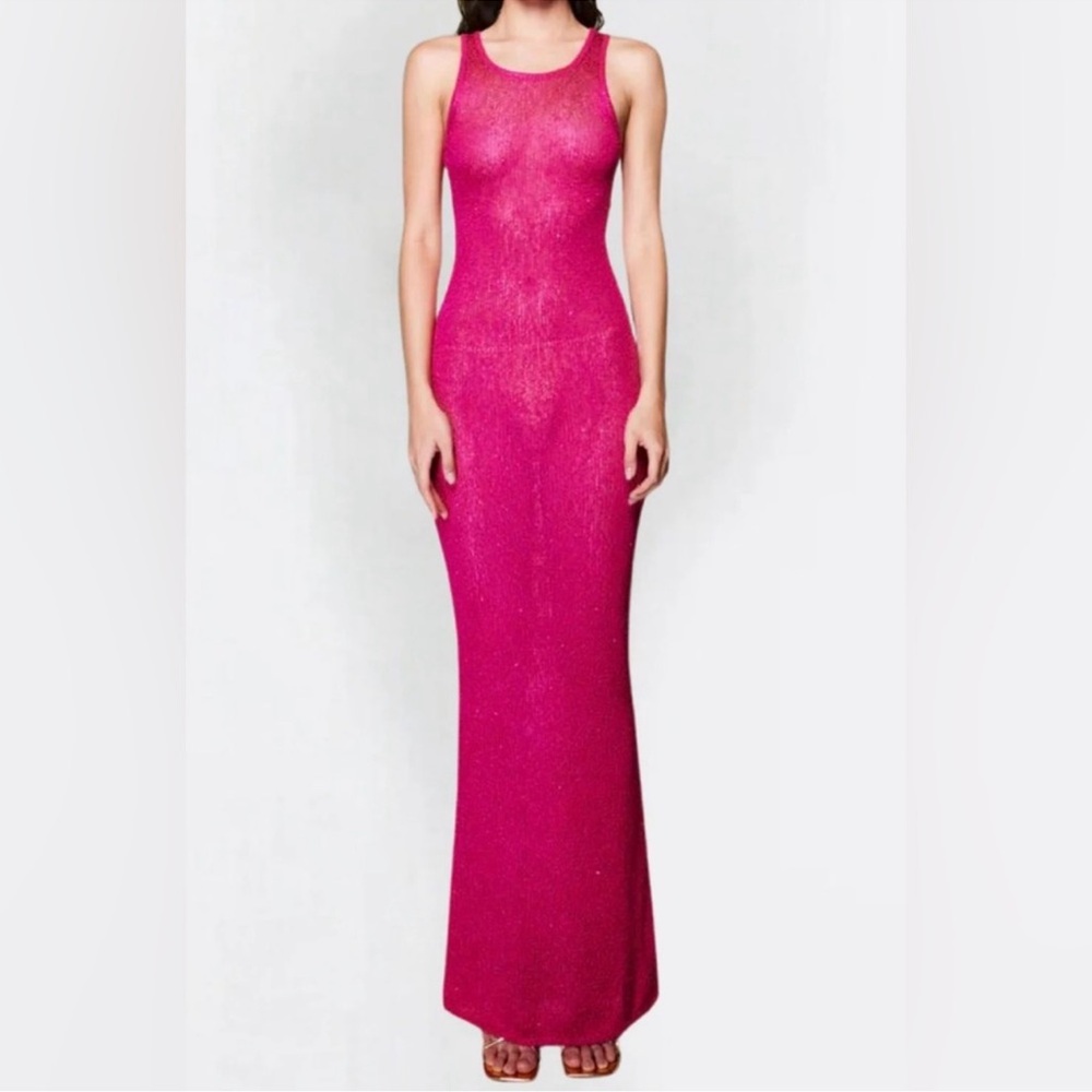 ASTA Resort Natalia Pink Sequin Knit Maxi Dress